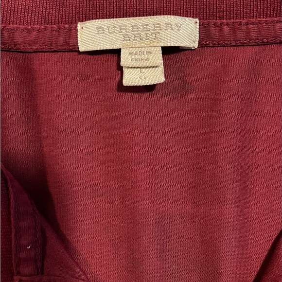Burberry Brit Women’s Maroon Short Sleeve Polo Shirt Size L - Picture 2 of 7